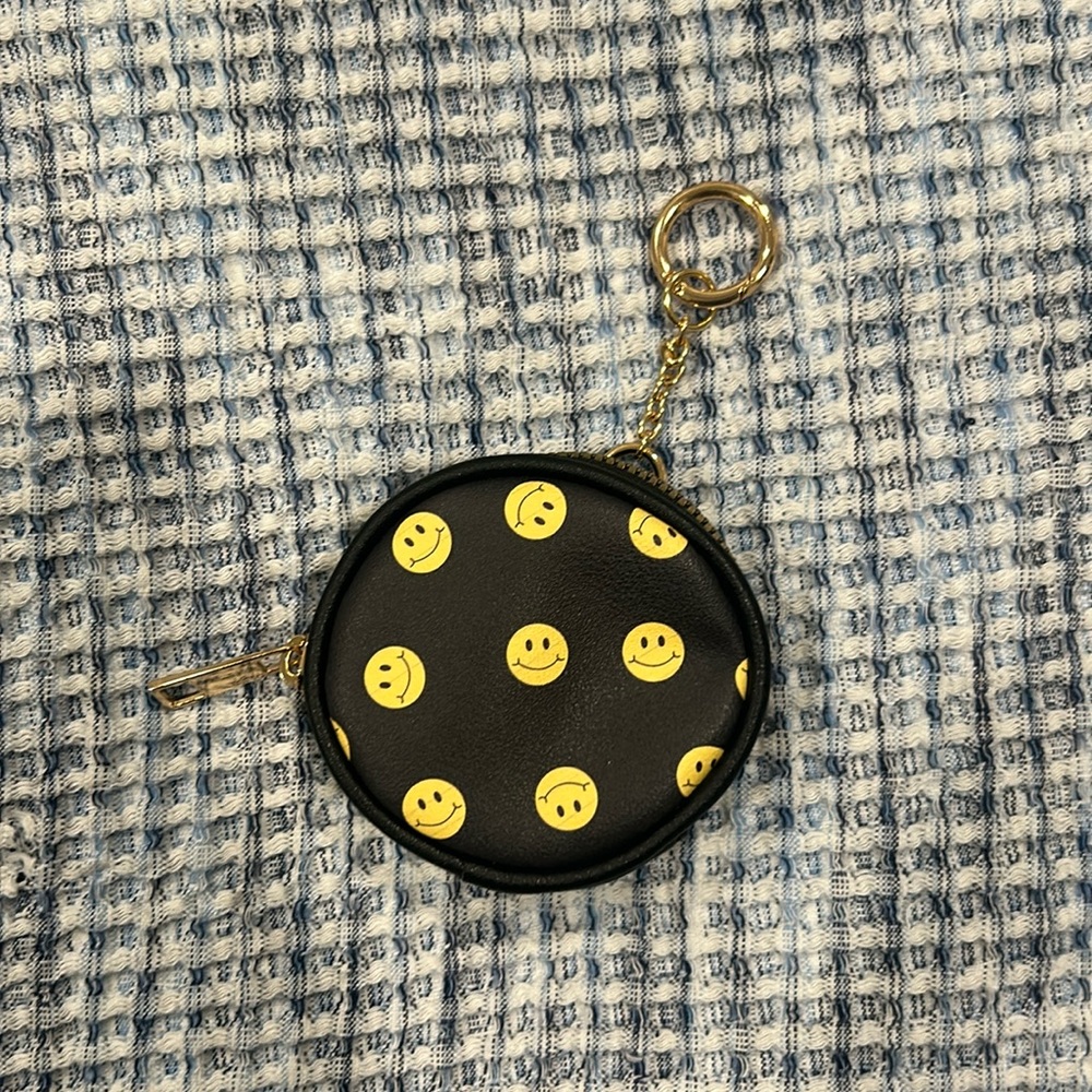 Smiley face coin purse keychain bag charm